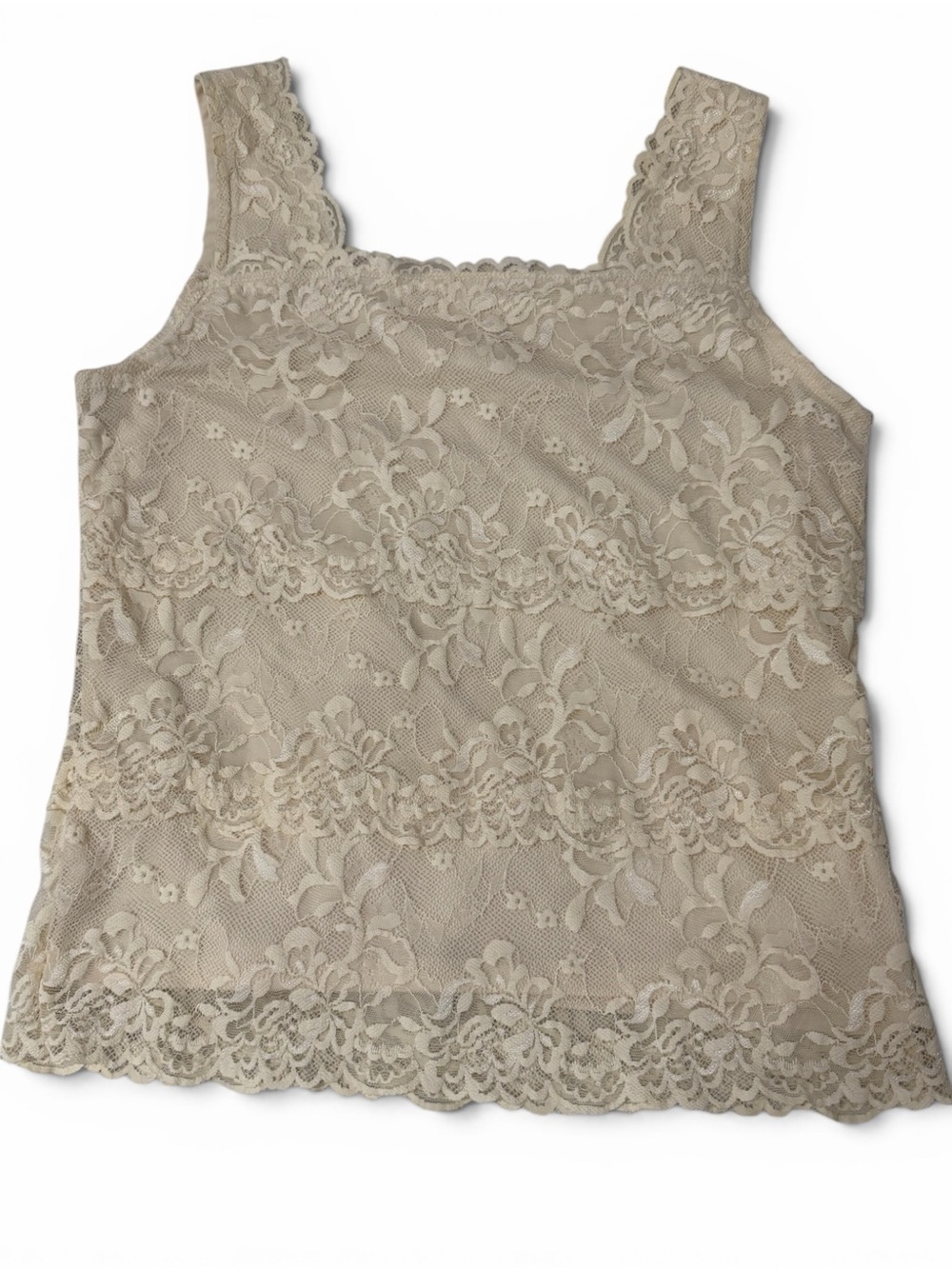 Chadwick’s Ivory Floral Lace Tank Top Medium Lined Sleeveless Blouse - Picture 2 of 3